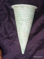 Conical vase 33 cm! Glazed ceramic with floral decoration. Small glaze crack inside.