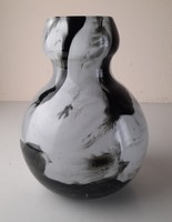 Vintage Murano black and white marble glass vase