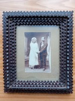 Old folk picture frame, tramp art frame