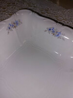 Zsolnay porcelain blue flower pattern side dish, serving bowl, with baroque edge