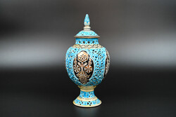 Antique Zsolnay openwork urn vase, vase with lid