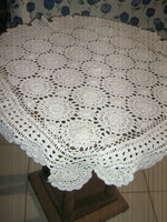 Beautiful white antique hand-crocheted tablecloth