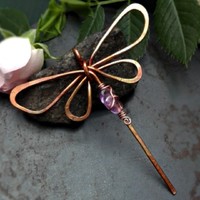 Purple dragonfly necklace