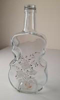 Vintage violin-shaped molded glass liquor bottle