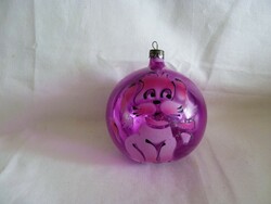 Old glass Christmas tree decoration - 1 transparent sphere with a dog!