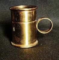 Antique double-sided brass measuring cup, coffee measure