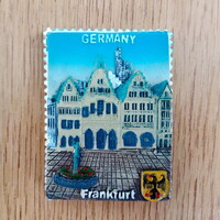 Germany Frankfurt kézzel festett hűtőmágnes (7 x 5 cm., vastag)