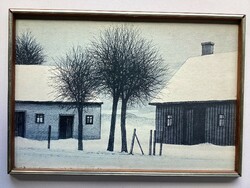 Lithograph by Jacques deperthes, Winter landscape.