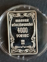 4000 forint 2001. évi Gödöllő ezüst emlékérme
