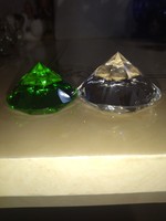 Beautiful 2 pieces of lead crystal ornament, paperweight green and white