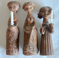 Ilona Kiss roóz: 3 girls ceramic statue, candle holder without mark, damaged