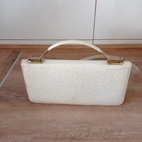 Vintage, raw white ostrich skin reticle, bag