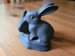 Ravenclaw rabbit matte black with golden eyes hand painted.