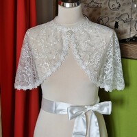 Wedding bol119 - elegant white lace bolero, cape