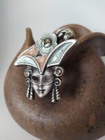 Vintage larger size enameled mask porter pin/brooch