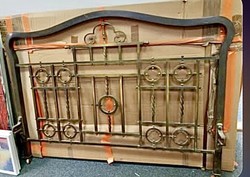 Old art deco copper bed end