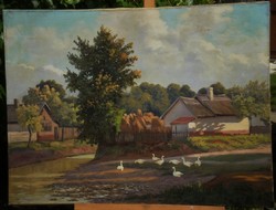 Béla Barsi (Half of 20.Sz.1): geese on the edge of the village
