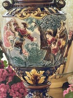Antik Steidl barokk stílusú, majolika váza