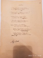 Szép ernő: gate closing poem, typed and signed