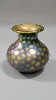 Antique zsolnay eozin peacock polka dot small vase