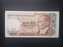 Turkey 5000 lira 1990-94 unc