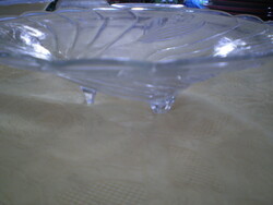 3 Legs Engraved Glass Floral Serving or Salad Bowl Flawless 26x7cm Extra