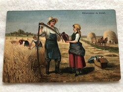 Antique, old litho postcard with long address - 1905 -10.