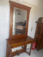 Large pewter mirror with console table.