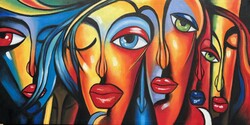 Large modern 92x46cm canvas painting