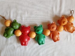 Babakocsira kiságyra szerelhető régi macis csörgő 40cm maci-8cm maci mackó medve