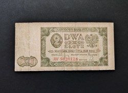 Rare! Poland 2 zloty / zloty 1948, f+