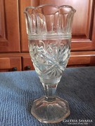 Régi öntött csiszolt üveg kehely antique cut glass vase -46A