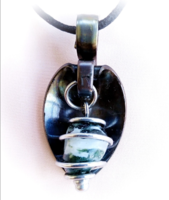 Meddedesign spoon jewelry - neck blue - with wooden agate