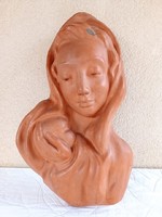 Virgin Mary Madonna with Child Christian religious ceramic wall relief