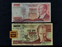 Larger denominations of Turkey - 1970 (20,000 and 100,000 lira)