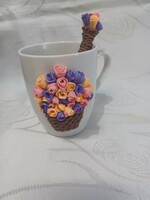 Flower basket pattern mug