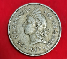 1967. Dominican Republic 25 centavos (2001)