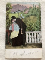 Antique, old romantic postcard with long address -10.