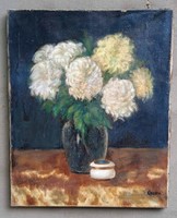 Antique painting, košta j. Flower still life. Oil on canvas without frame.