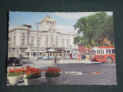 Postcard, Sweden, Stockholm, Kungl, dramatiska teatern, theater, tram, bus, 1960