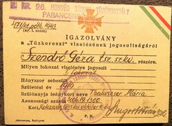 Certificate for wearing the Fire Cross from 1943, Cluj, i. Graded, with a contemporary photograph