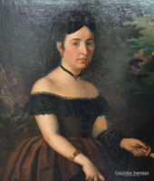 Miklós Barabás (1810-1898): young lady, 1883. Auctioned!!!