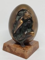 Czobor Sándor "A szerelem születése" c. bronzszobor, eredetiségigazolás, ingyen posta