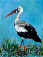 Stork - 24 x 18 cm - acrylic painting