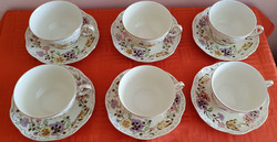 Zsolnay pillangó mintás porcelán teás csésze + csészealj - 12 db