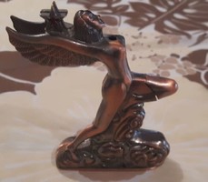 Vintage asztali öngyújtó, angyal alakú női figura szárnyakkal, réz