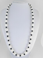 Pearl and black tourmaline necklace 14k gold