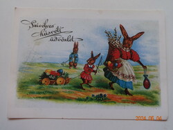 Régi grafikus húsvéti üdvözlő képeslap, postatiszta