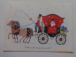 Régi grafikus karácsonyi üdvözlő képeslap - Boór Vera rajz