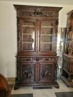 Antique carved bookcase, showcase